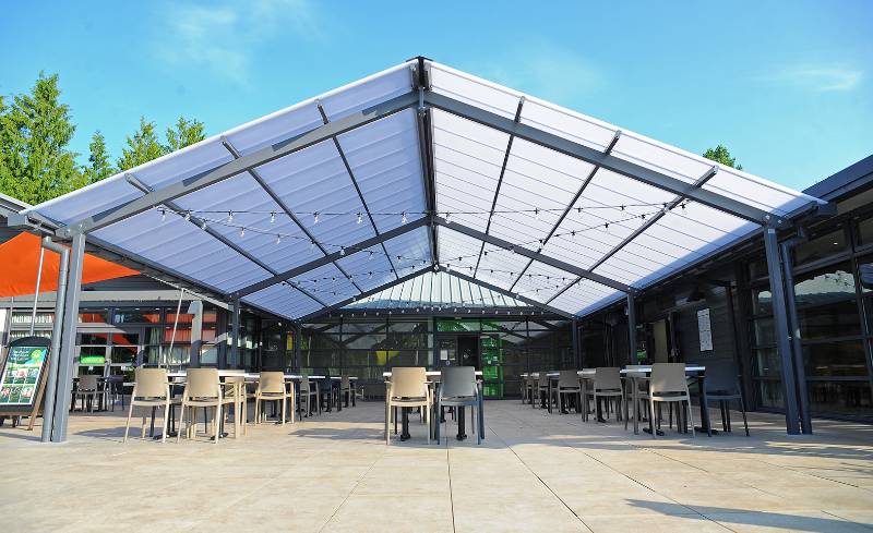 Whitemead Forest Park in Gloucestershire Adds Bespoke Dining Shelter to New Terrace