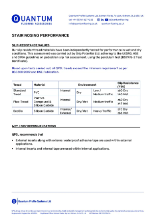 Quantum Flooring Tread Slip Resistance Tests