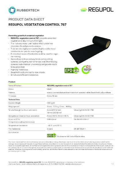 REGUPOL Vegetation Control 767 - Data Sheet