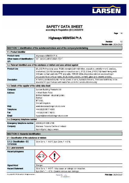 SDS - Highways MBM534 Pt A