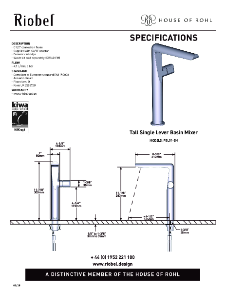 Parabola Tall Single Lever Basin Mixer - PDS