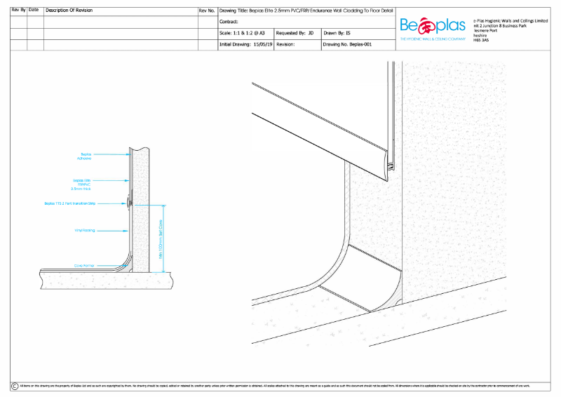 Beplas Elite Komadur 2.5mm/ Endurance/ FRP with vinyl floor trim detail drawing