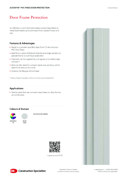 CS Acrovyn PVC-Free Door Frame Protection_Product Sheet (01.24)