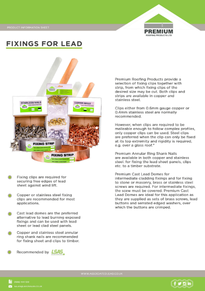 Fixings For Lead Datasheet