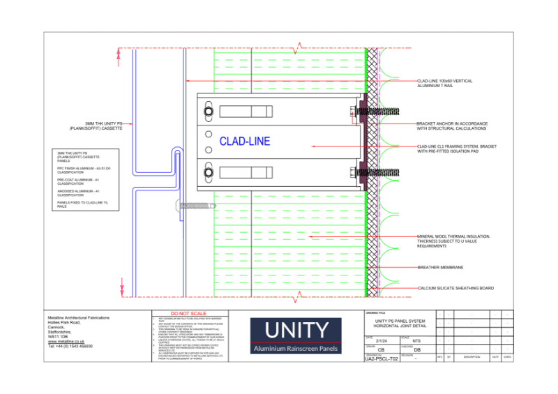 Unity A1 PS-02 Horizontal Joint Technical Drawing