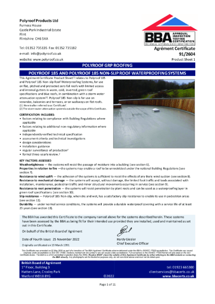 185 System BBA Certificate