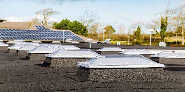 Wadebridge School Pyramid and Trapezoidal em.dome Rooflights