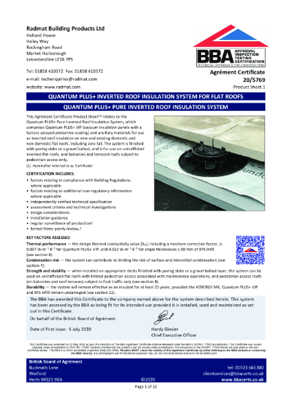 BBA-20-5769-Quantum Plus+Pure PS1-Inverted Roof Insulation System