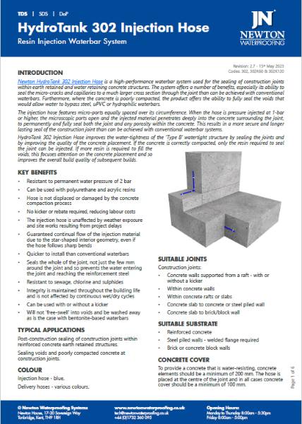 HydroTank 302 Injection Hose - Technical Data Sheet