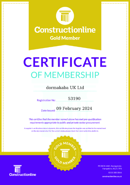 Constructionline Gold Certificate of Membership