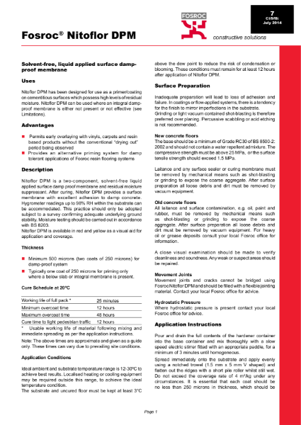 Fosroc Nitoflor DPM Product Data Sheet