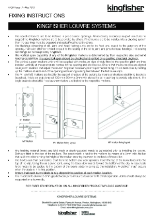 Kingfisher Louvres - Fixing instructions - Louvre Systems