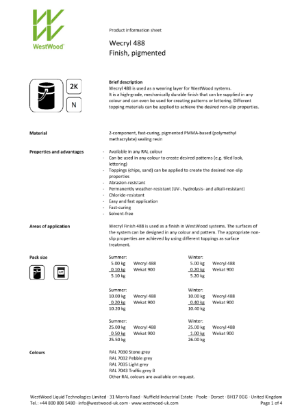 Wecryl 488 - Product information sheet