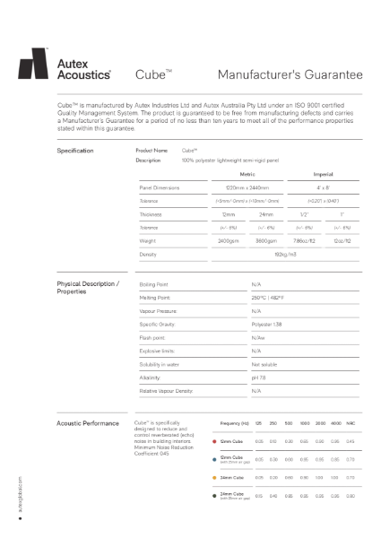 Cove Manufacturers Warranty