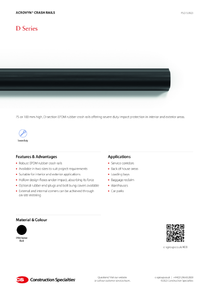 CS Acrovyn EPDM Crash Rails - Product Sheet