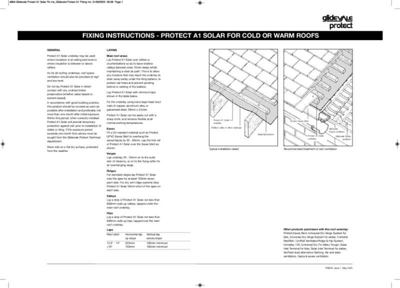 Glidevale Protect - Fixing Instructions - Protect A1® Solar