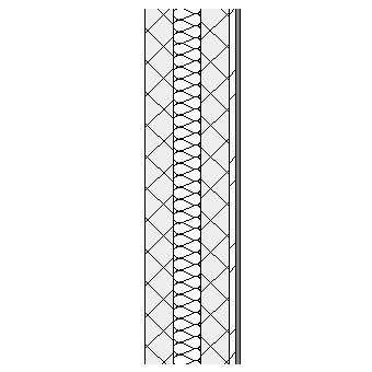 Concrete block cavity wall with full fill insulation and plasterboard lining on metal furrings