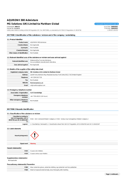 AQURON 300 - Safety Data