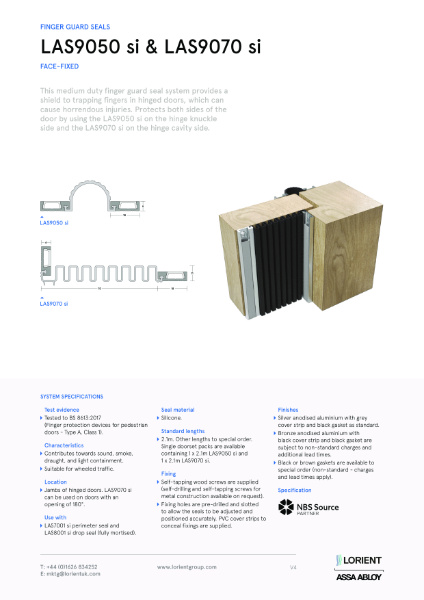 LAS9050 finger guard seal datasheet
