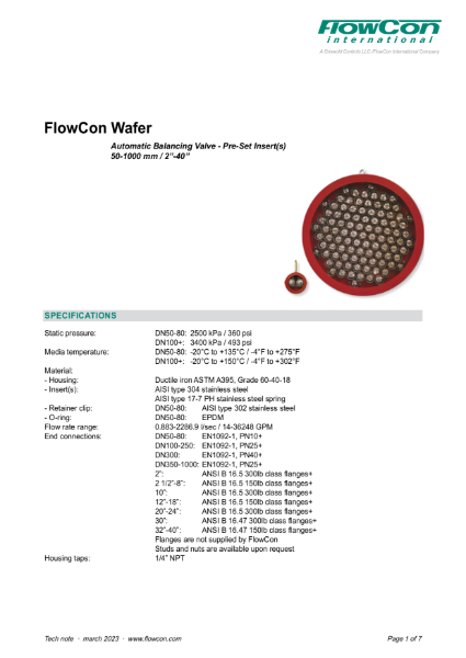 FlowCon Wafer Automatic Balancing Valve