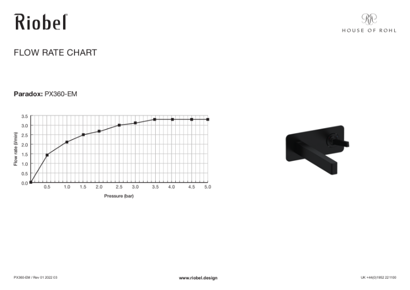 Paradox 360 Wall Mounted Single Lever Basin Mixer Flow Rate