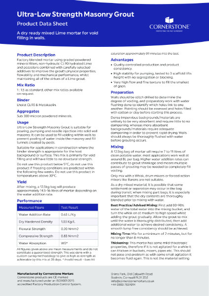 Ultra-Low Strength Grout - Product Datasheet
