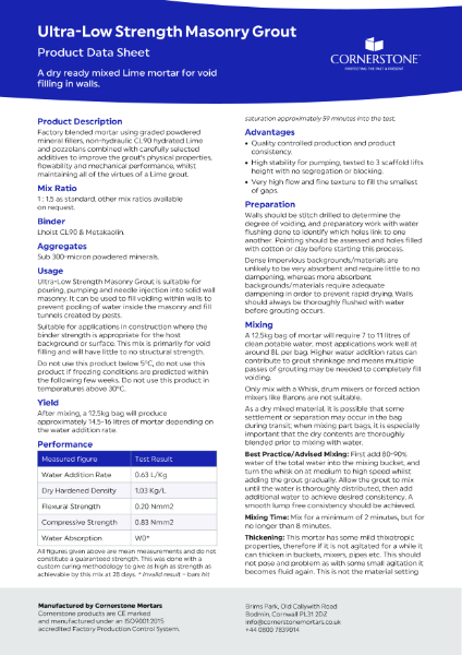 Ultra-Low Strength Grout - Product Data Sheet