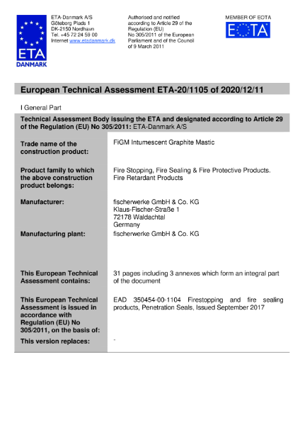 European Technical Assessment ETA-20/1105