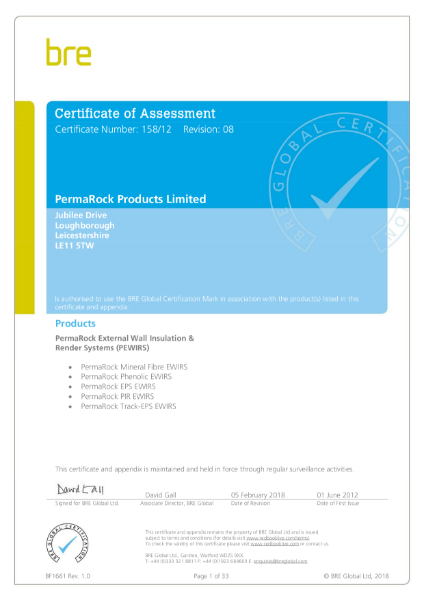 BRE: Certificate: Global Certification 158/12