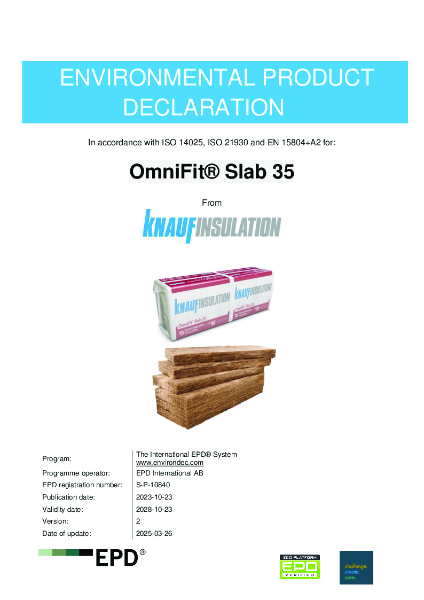 Environmental Product Declaration (EPD) - Knauf OmniFit Slab 35
