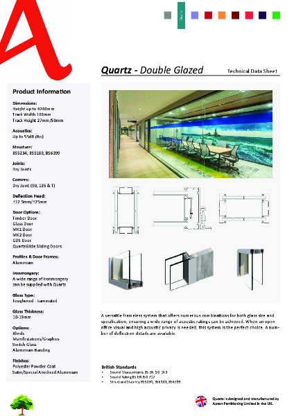 Quartz Double Glazed Data Sheet