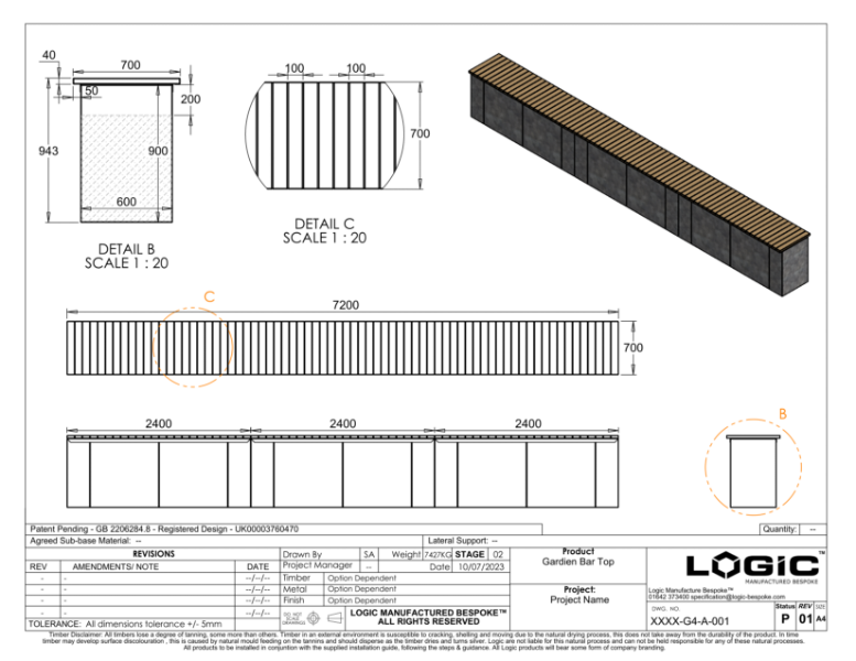 Gardien Linear Bar Top