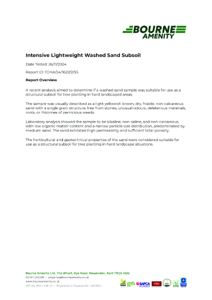 Intensive Lightweight Washed Sand Subsoil