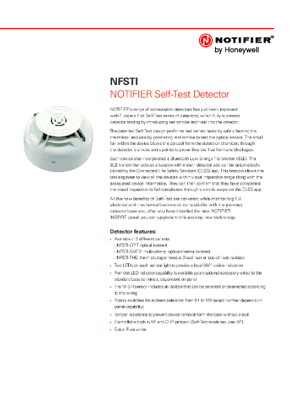 NOTIFIER_Self-Test NFSTI_DS_EN_Sept24
