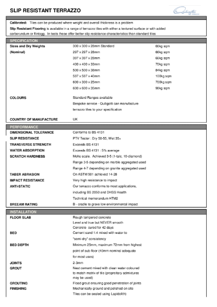 STANDARD TERRAZZO RANGE TILES JAN 2021