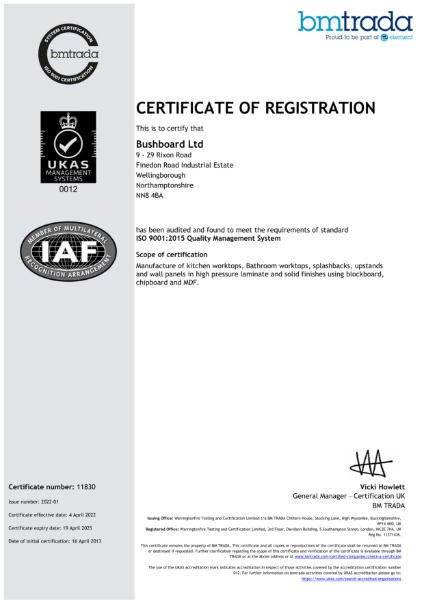 ISO 9001 Quality Management System Certificate