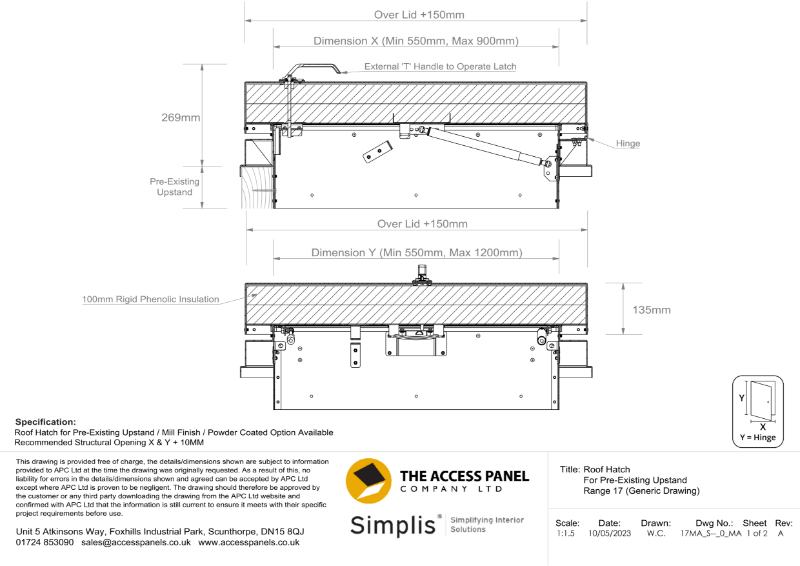 Roof Hatch For Pre-Existing Upstand