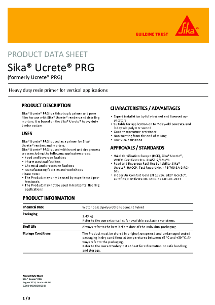 Product Data Sheet - Sika® Ucrete® PRG