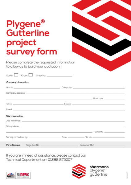 Plygene Gutterline system project survey form