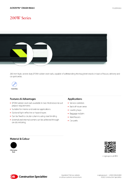 CS Acrovyn 200W EPDM Crash Rails_Product Sheet (09.23)