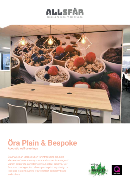 Specification Sheet for Ora Plain and Bespoke Acoustic Wall Panels