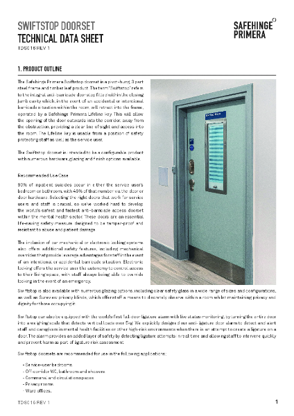 Swiftstop Doorset Technical Datasheet
