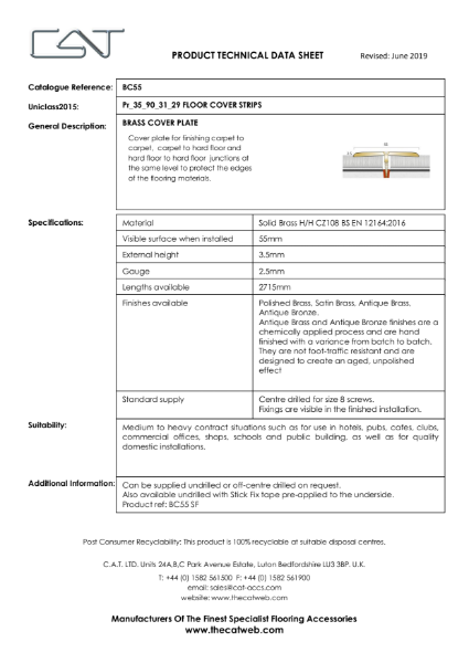 BC55 Brass Cover Plate