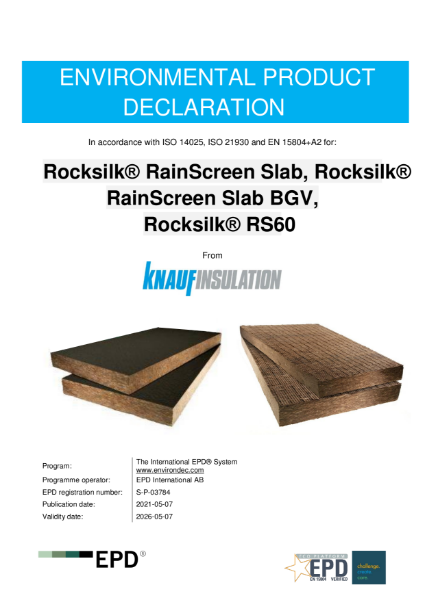 Knauf Insulation Rocksilk RainScreen Slab & RS60 EPD S-P-03784