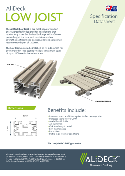 AliDeck Low joist Datasheet