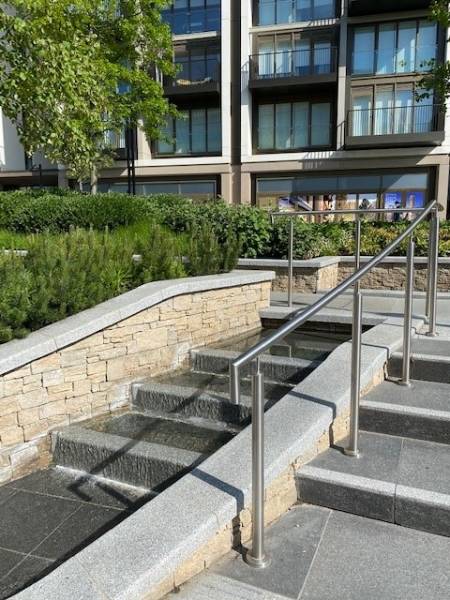 White City, London. Illuminated handrailing