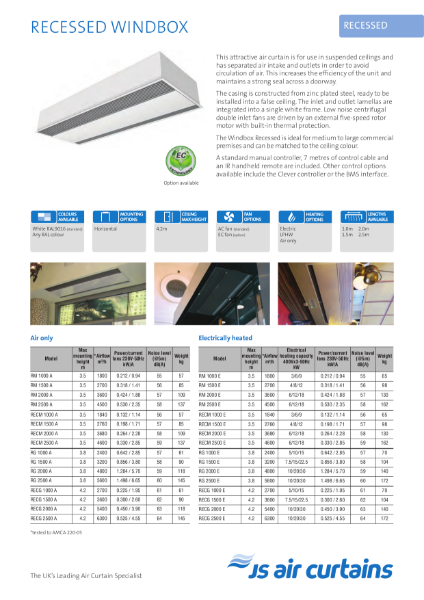Recessed Windbox Suspended Ceiling Air Curtain