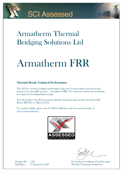 SCI Assessed Certificate - Armatherm FRR Thermal Break Technical Performance