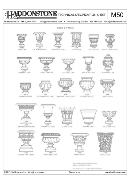 Garden Ornaments and Seating - Technical Details