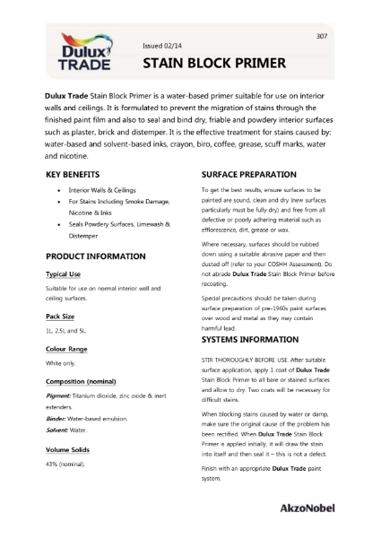 Dulux Trade Stain Block Primer